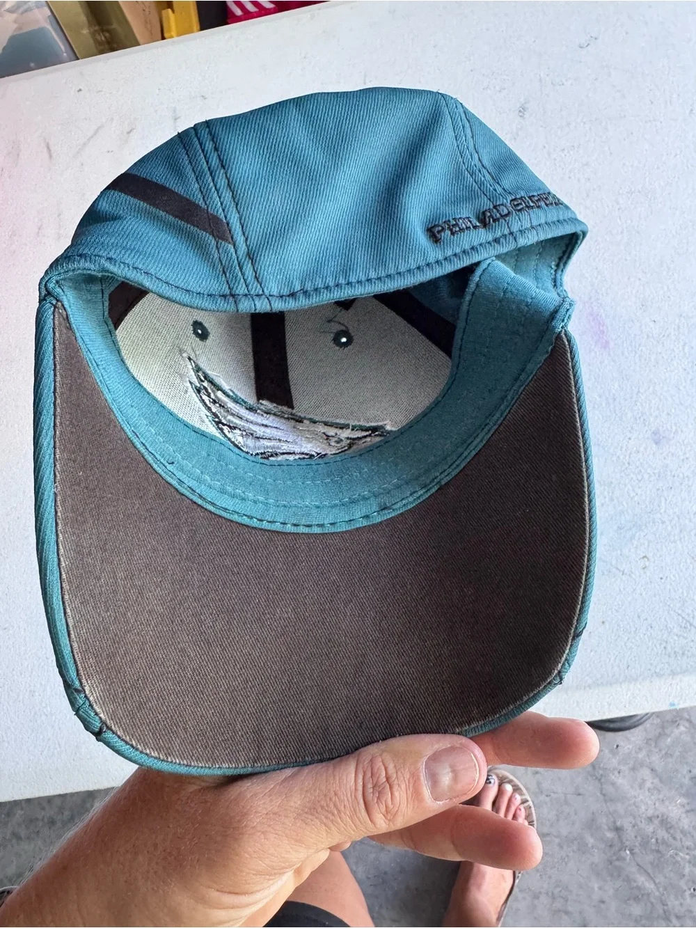 NFL Teal Youth Football Cap with Embroidered Eagles Logo